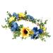 Merroyal Sunflower Flower Headband Hair Wreath Floral Garland Crown Halo Headpiece with Ribbon (Yellow Sunflower Blue Flower)
