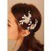 Deniferymakeup Flower Bridal Hair Pins Pearl Bride Wedding Hair Accessories Gold Leaf Hair Piece for Women and Girls - Buy Online on GoSupps.com