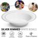 Silver Rimmed White Bowls 5oz - 50 Count - Hard Plastic - Disposable/Reusable - Dessert, Salad, Cereal, Pasta Bowls - Buy Online on GoSupps.com