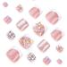 White French Tip Press on Toenails - Short Square Acrylic Toenails with Rhinestone & Gold Butterfly Designs - 24Pcs Summer Glitter Fake Toenails for Women & Girls - Buy Online on GoSupps.com
