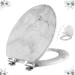 Angel Shield Marble Toilet Seat Durable Molded Wood with Quiet Close,Easy Clean Quick-Release Hinges (Elongated,Gray Marble) Elongated-18.5 Gray Marble-Elongated