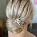 Edary Bridal Wedding Hairpins Silver Flower Hair Clips Pearls Bridal Headpiece Leaf Hair Accessories for Women and Girls