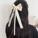 Double Layer Ribbon Bow Hair Clip Women Korean Bowknot Long Ponytail Clip Sweet Girls Hairpin Barrettes Headwear Gift Beige - Buy Online on GoSupps.com