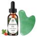 Gua Sha Massage Tools & Rosehip Oil in One Set, Nature Jade Stone Facial Gua sha Products for Skin Massage, Beauty and Moisturizing - with Nice Travel Pouch Green&30ml Rosehip oil