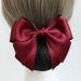 Wine Red Women Hair Snood Net Bowknot Decor Barrette Elastic Mesh Hair Bun Cover Bow-Knot Decor Hair Clip Hairnet