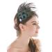 Aukmla Peacock Feather Headband Green 1920s Flapper Headpiece Rhinestones Costume Headdress Hair Accessories for Women and Girls