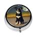 Dog Under Moonround Pill Box 3 Compartment Round Pill Box Organizer Portable Travel Pill Box for Traveling.
