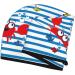 Hair Towel Wrap - Quick Drying Towel Turban with Button | Funny Crab Design on Blue Stripe - Buy Online on GoSupps.com