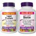 Webber Naturals Super Prostate 110 Softgels Helps Relieve Urological Symptoms & Biotin 10 000 mcg Extra Strength 120 Capsules Supports Healthy Hair Skin & Nails Energy Metabolism Vegan Super Prostate + VITAMIN 3908