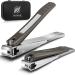 Nail Clippers Set with Catcher No Mess Toe Nail Clipper Finger Nail Clipper for Men Sharp Durable Nail Cutters Stainless Steel Nail Clippers with Built in File 2 PCS Nail Clipper Set Small+Large Clipper (Tin boxed)