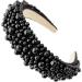 TRIXES Black Beaded Headband - Women's Fashion Accessory - Pearl Beaded - Buy Online on GoSupps.com