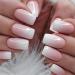 Mouyouglow press on nails short Square pink gradient white fake nails artificial nails with nail glue pink ombre white artificial fingernails T23