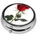Red Rose Round Pill Box - 3 Compartment Mini Decorative Pocket Organizer for Travel & Vitamins - Buy Online on GoSupps.com
