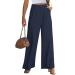 Vetinee Wide Leg Casual Dress Pants for Womens High Waisted Work Pants with Pockets Trousers for Business Office L Navy Blue
