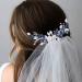 Blue Crystal Bride Wedding Hair Comb - Silver Flower Bridal Hair Accessories for Women and Girls - Buy Online on GoSupps.com