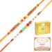 Ghasitaram Gifts Rakhi for Brother Rakhis Online - Set of 2 6045 6082 Rakhi Threads with 200 GMS of Kaju katli and 200 GMS of Soan Papdi