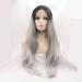 Natural Black To Grey Ombre Color Synthetic Lace Front Wigs Blonde Tips Natural Straight Wig Heat Resistant Fiber Hair