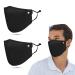 airDefender Reusable Protective Face Masks - Breathable 3 Layer with Nose Wire Filter Pocket Washable Face Mask for Men and Women, 2 Pack Adult (Jet Black)