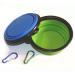 COMSUN Collapsible Dog Bowl, Foldable Expandable Cup Dish for Pet Cat Food Water Feeding Portable Travel Bowl Free Carabiner Green + Blue