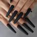 24PCS Extra Long Coffin False Nails - Solid Color Black for Women & Girls | Party Beauty Accessories - Buy Online on GoSupps.com