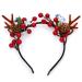 Unicra Christmas Headband Flower Antlers Headband Elk Deer Animal Horns Hair Piece Headwear Halloween Hair Accessories for Women and Girls 18