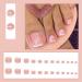 Sokfone Pink Press On Toenails 24 Pcs - Short Square French Tip False Toenails for Women - Glossy Acrylic Full Cover Toe Nails - Summer Ready - Color1 - Buy Online on GoSupps.com