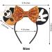 Kiddale Halloween Mouse Ear Headband for Women Girls Orange Bow Skull Hair Hoop Headwear Headdress for Halloween Party Cosplay Decoration - Buy Online on GoSupps.com