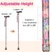 LIXIANG Folding Walking Cane - 5-Level Height Adjustable for Men & Women - Rosy Floral Printing - Buy Online on GoSupps.com