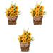 HOMSFOU 3pcs Sunflower Basket Sunflower Centerpieces for Tables Fake Plant Spring Wreaths Artificial Sunflowers Hanging Basket Christmas Farmhouse Decor Wall Silk Flower Flowerpot Yellowx3pcs 40x14cmx3pcs
