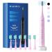 Sonic Electric Toothbrush for Adults and Kids - BAFOVY Rechargeable Power Toothbrush with 6 Brush Heads, 5 Modes, Smart Timer, Fast Charging (Pink) - Buy Online on GoSupps.com