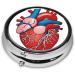 Human Anatomy Heart Chart Mini Round Pill Box | 3 Compartment Pill Organizer for Travel & Home - Buy Online on GoSupps.com