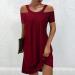Women's Off The Shoulder Summer Dress - V Neck Casual Mini Dress in Solid Wine Color - XX-Large - Buy Online on GoSupps.com