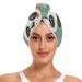Panda Heart Green Hair Towel 2 Pack Super Absorbent Hair Drying Towel Quick Dry Hair Turbans Head Towel with Button Twisty Wrap for Women Girls