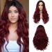 Red long wavy wigs for women synthetic ombre black to red curly middle part hair wig for Halloween cosplay use