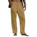 Mens Drawstring Linen Pants Chino Pants Male Casual Solid Trouser Pant Full Length Men Casual Trousers Pants Gold Large