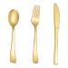 N9R 500PCS Gold Plastic Silverware - Gold Plastic Cutlery Set Disposable Flatware Dinnerware -200 Gold Forks 150 Gold Spoons 150 Gold Knives for Party Birthday Wedding Gold Utensils Gold-500pack