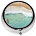 Romantic Beach Pattern Round Pill Box | 3 Compartment Travel Medicine Organizer | Mini Decorative Pocket Purse for Vitamins & Tablets - Buy Online on GoSupps.com