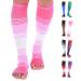 Doc Miller Premium Waden compression cuff 1 pair 20 30 mmHg strong calf support fashionable pressure for sports running muscle recovery shining edge syndrome varicose veins open toe area pink pink white xxl