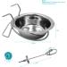2 Pack Stainless Steel Bird Feeder Cups with Wire Hook - Parrot Feeding Dishes for Finches, Lovebirds - Includes Food Holder and Rattan Ball - Buy Online on GoSupps.com