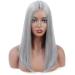 Real hair lace front wig ladies wig gray wig women heat -resistant alternative wig dense 150% synthetic wig long hair smooth hair medium length hair 18 inches
