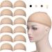 Akstore Mesh Wig Cap Net Natural Nylon Wig Caps (12PCS - Beige)