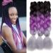 Tess Braids Extensions 60 cm | Jumbo KanCalon Ombre Hair Braids - Black/Purple/Gray - 100g Bundle for Box Braids - Buy Online on GoSupps.com