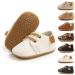 Sonsage Infant Baby Boys Girls Oxford Shoes Pu Leather Lace-Up Anti-Slip Trainer Soft Rubber Sole Toddler First Walking Sneakers 12-18 Months A White