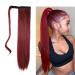 Gangel Ponytail Hair Extension Straight Pony Tails Wrap Around Hairpiece Claw Synbthetic Clip in Long Hair Extensions Magic Drawstring Pony Tail Hair Wraps(1 pc) (Wine Red Burg)