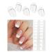 Semi Cured Gel Nail Strips French -20 PCS White Tip Clear Base Gel Nail Stickers | UV Light Required | Gel Nail Wraps Salon Quality & Easy to Use (A White French Tip)