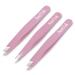 Tweezers Set 3-Piece  Classic Stainless Steel Tweezers  Great Precision for Eyebrows  Splinter  Ingrown Hair Removal Pink