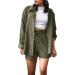 WILLBEST 2 Piece Outfits for Women Loose Fit Cotton Linen Long Sleeve Button Down Shirt with Shorts Set Tracksuit Set 3508-sukrn-gn2#4 XXL