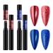 SMTHOME 2 Pieces Chrome Air Cushion Nail Powder Pen, Holographic Nails Art Pigment with Mirror Effect, Metallic Manicure Cushions Magic Pens, DIY Gel Designs Kit for Women Girls Red+Blue