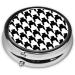 Buy Houndstooth Black Round Pill Box | 3 Compartment Portable Travel Medicine & Vitamin Organizer - Buy Online on GoSupps.com