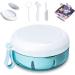 Okcnoupp Dental Retainer Case Denture Cleaning Box with Strainer & Mirror (Free Chewer + Braces Extractor + Brush) Suitable for Removable Braces Storage Soaking Cleaning Round